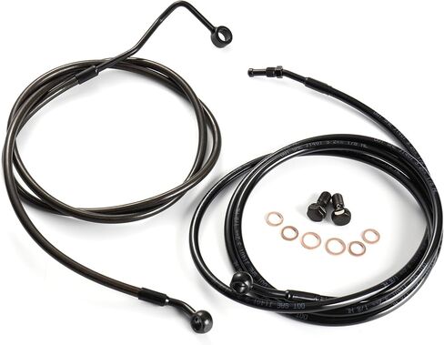 MoKitDora Cable Kit Hydraulic Clutch Upper Brake Lines Stainless Steel Braided Compatible with Harley Touring 2017-2020 Street FLHX Electra Road Glide King FLHT FLHR 16" Handlebar w/ABS, Chrome in Saudi Arabia