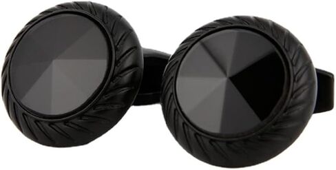 Rockyu Cufflinks for Men Black Tire Design Stainless Steel with Diamond Shaped Center for Weddings Business and Special Occasions in Kuwait