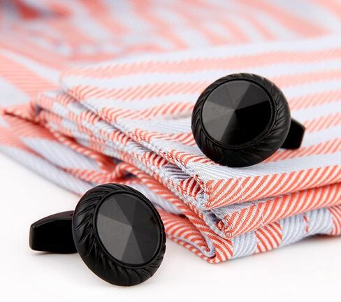 Rockyu Cufflinks for Men Black Tire Design Stainless Steel with Diamond Shaped Center for Weddings Business and Special Occasions in Kuwait