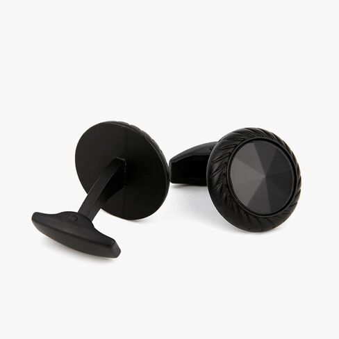 Rockyu Cufflinks for Men Black Tire Design Stainless Steel with Diamond Shaped Center for Weddings Business and Special Occasions in Kuwait