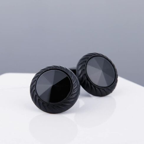 Rockyu Cufflinks for Men Black Tire Design Stainless Steel with Diamond Shaped Center for Weddings Business and Special Occasions in Kuwait