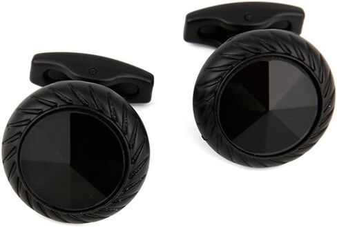 Rockyu Cufflinks for Men Black Tire Design Stainless Steel with Diamond Shaped Center for Weddings Business and Special Occasions in Kuwait