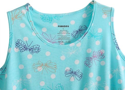 PNAEONG Nightgowns for Women Cotton Round Neck Nightshirts Sleeveless Sleepwear Casual Print Sleepdress in Saudi Arabia