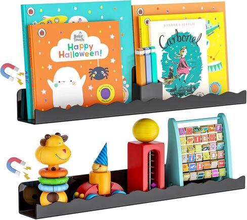 عبوتان من الرف المغناطيسي للسبورة البيضاء، رف الكتب المغناطيسي لغرف الأطفال، أرفف مغناطيسية أكريليك قابلة لإعادة الاستخدام مقاس 17 بوصة مع حامل أقلام، رف مغناطيسي عائم للعرض للفصول الدراسية والمكتب والمطبخ in Kuwait