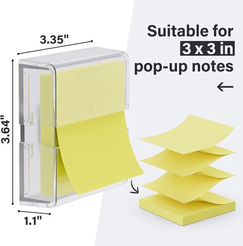 موزع ملاحظات منبثق مغناطيسي ذكي ورائع مقاس 3 × 3 بوصات منبثقة/ملاحظات لاصقة على شكل الأكورديون، عبوة واحدة، شفاف (الملاحظات غير متضمنة) in Kuwait