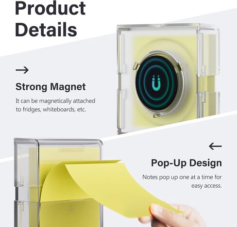 موزع ملاحظات منبثق مغناطيسي ذكي ورائع مقاس 3 × 3 بوصات منبثقة/ملاحظات لاصقة على شكل الأكورديون، عبوة واحدة، شفاف (الملاحظات غير متضمنة) in Kuwait