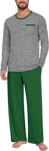 Anyhold Mens Pajama Sets Long Sleeve Pjs Lightweight Sleepwear Comfy Loungewear with Pocket in Saudi Arabia