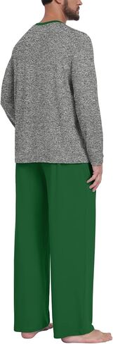 Anyhold Mens Pajama Sets Long Sleeve Pjs Lightweight Sleepwear Comfy Loungewear with Pocket in Saudi Arabia