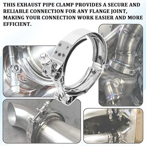 3 Inch V Band Clamp Exhaust Clamp with T-bolt for Exhaust Pipe Turbo Systems Drain Valves Radiator Hoses, 3 V Band Clamps with Flange Male Female Kit Stainless Steel Quick Release Connection in Saudi Arabia
