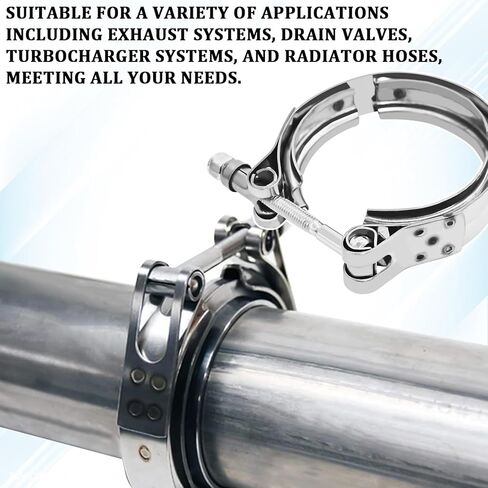 3 Inch V Band Clamp Exhaust Clamp with T-bolt for Exhaust Pipe Turbo Systems Drain Valves Radiator Hoses, 3 V Band Clamps with Flange Male Female Kit Stainless Steel Quick Release Connection in Saudi Arabia