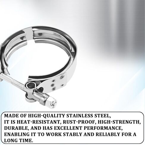 3 Inch V Band Clamp Exhaust Clamp with T-bolt for Exhaust Pipe Turbo Systems Drain Valves Radiator Hoses, 3 V Band Clamps with Flange Male Female Kit Stainless Steel Quick Release Connection in Saudi Arabia