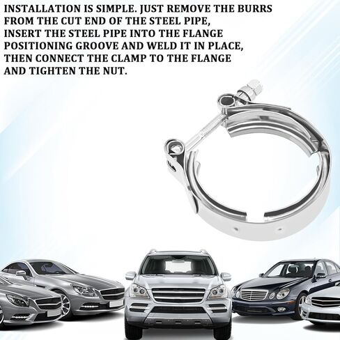 3 Inch V Band Clamp Exhaust Clamp with T-bolt for Exhaust Pipe Turbo Systems Drain Valves Radiator Hoses, 3 V Band Clamps with Flange Male Female Kit Stainless Steel Quick Release Connection in Saudi Arabia