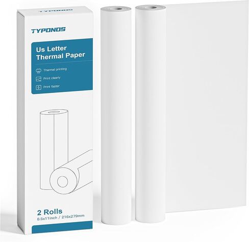 D820 Thermal Printer Paper 8.5 x 11 Inch, Continuous Thermal Paper Roll, US Letter Size printing paper Compatible with D820 Portable Printer, 2 Rolls in Saudi Arabia