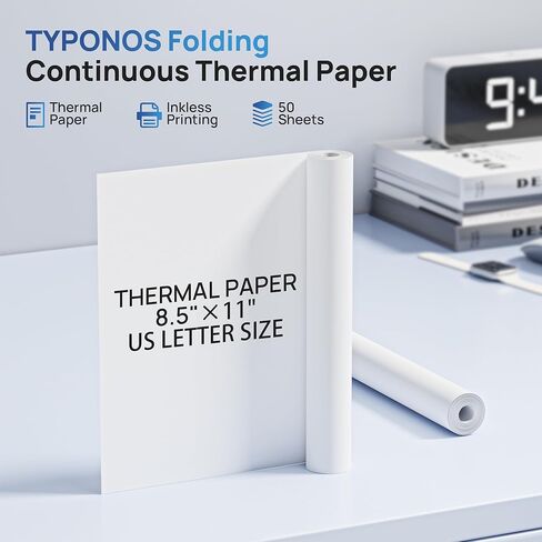 D820 Thermal Printer Paper 8.5 x 11 Inch, Continuous Thermal Paper Roll, US Letter Size printing paper Compatible with D820 Portable Printer, 2 Rolls in Saudi Arabia