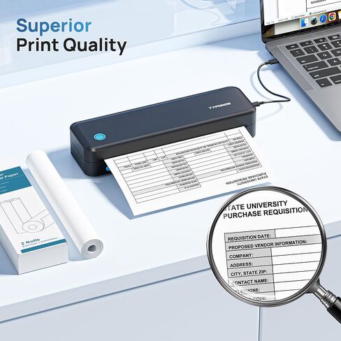 D820 Thermal Printer Paper 8.5 x 11 Inch, Continuous Thermal Paper Roll, US Letter Size printing paper Compatible with D820 Portable Printer, 2 Rolls in Saudi Arabia