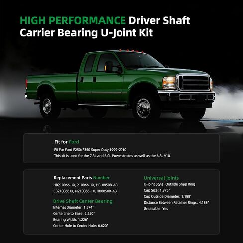 210866-1X حامل عمود المحرك الخلفي 5-160X مجموعة وصلات U مناسبة لفورد F250/F350 سوبر ديوتي 4WD RWD 1999-2010 يستبدل # HB210866-1X in Saudi Arabia