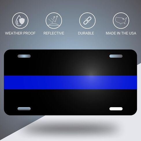 Thin Blue Line Police Reflectve Metal Licence Plate in Saudi Arabia