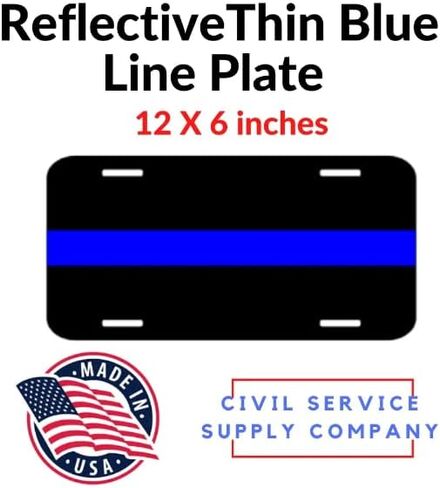 Thin Blue Line Police Reflectve Metal Licence Plate in Saudi Arabia