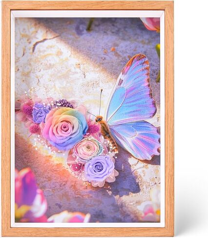 إطار صندوق ظلال على شكل فراشة زهرة محفوظة، ديكور فني جداري ثلاثي الأبعاد مع ورود، ديكور منزلي أنيق، هدية للذكرى السنوية، وأعياد الميلاد، والزفاف (أرجواني) in Kuwait