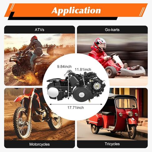 محرك ATV 125cc 7.64HP رباعي الأشواط مع قابض أوتوماتيكي، 7500 دورة في الدقيقة/5.8 كيلووات/ساعة، محرك مركبة Gokart لجميع التضاريس مع ناقل حركة أوتوماتيكي مع عكس، تشغيل كهربائي in Kuwait