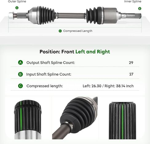 2-Pack Front CV Axle Shaft Assembly fits for Nissan Rogue (AWD Only) 2.5L 2008-2013, for Rogue Select (AWD Only) 2.5L 2014-2015, Driver and Passenger Side, All-Wheel Drive CV Axle in Saudi Arabia