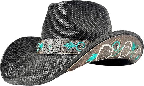 Wildarms Men's Western Cowboy Hat, Retro Straw Cowgirl Hat with Structured Crown & Shapeable Wide Brim in Saudi Arabia