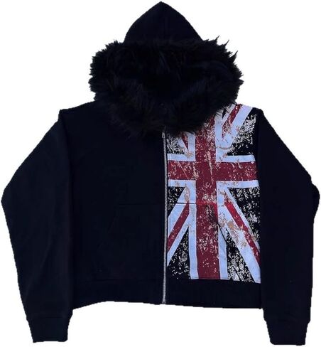 Men's Fur Zip Up Fashion Hoodies Oversize Sweatshirts Y2k Emo Jacket Graphic Vintage Scene Goth Grunge Clothes in Saudi Arabia