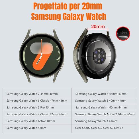 Sport Silicone Band Compatible with Samsung Galaxy Watch 7 6 5 4 FE 40mm 44mm/for Galaxy Watch 6 4 Classic 43mm 47mm 42mm 46mm/Watch 5 Pro 45mm/Active 2, 20mm No Gap Strap for Men Women in Saudi Arabia