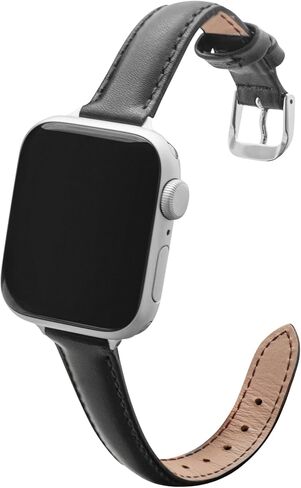 Bandini Slim Leather Band for Apple Watch Band for Women - Womens Leather iWatch Strap For Apple Watch 46mm 45 44 42 41 40 38 49, Ultra 3 2 1, SE1-SE3, Series 1 to 11, Short, Regular, Long, Extra Long in Saudi Arabia