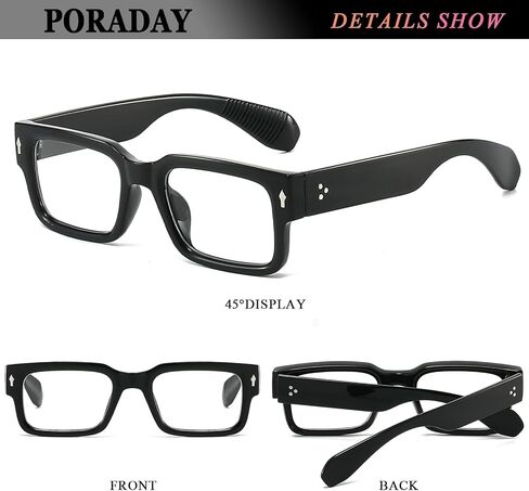 نظارات PORADAY مستطيلة للنساء والرجال نظارات زرقاء فاتحة ونظارات مربعة سوداء in Saudi Arabia