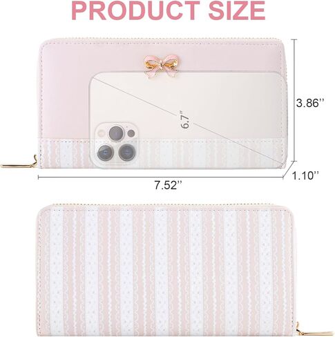 Sunwel Fashion Cute Wallets Girls Coquette Bow Small Wallet Pink Aesthetic with Card Slots ID Window Purse for Women in Saudi Arabia