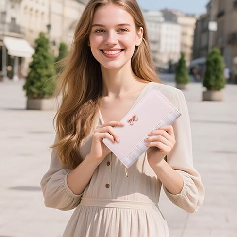 Sunwel Fashion Cute Wallets Girls Coquette Bow Small Wallet Pink Aesthetic with Card Slots ID Window Purse for Women in Saudi Arabia