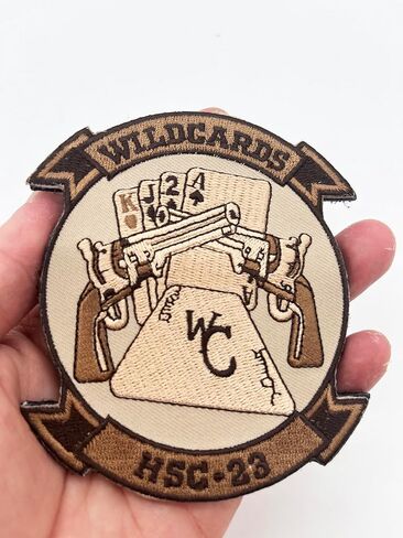 HSC-23 Wildcards Squadron Patch – Subdued Desert Tan & Spice Brown – 4" Tactical Hook and Loop Morale Patch – Navy Helicopter Sea Combat Squadron 23 Deployment Gear in Saudi Arabia
