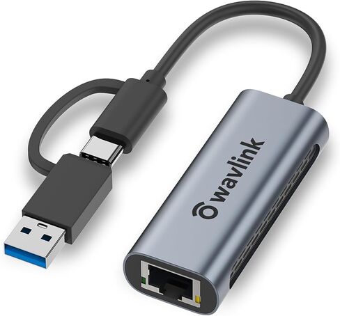 محول Wavlink USB C إلى Ethernet بسرعة 2.5 جيجابت في الثانية، ومحول إيثرنت 2 في 1 USB إلى 2.5G، ومحول شبكة USB-C إلى RJ45 (متوافق مع Thunderbolt 4/3)، وحافظة ألومنيوم لنظام التشغيل Windows وMac OS وiPad OS والمزيد. in Kuwait