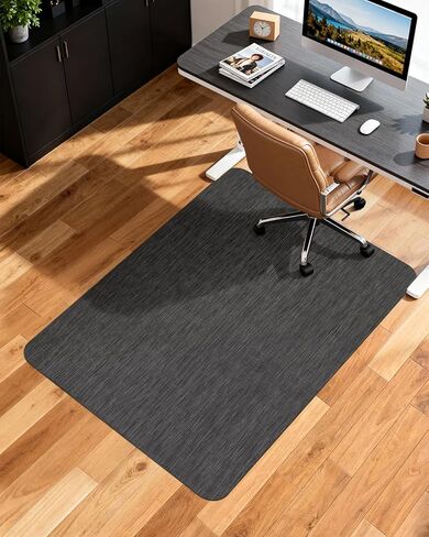 سجادة كرسي مكتب للأرضيات الصلبة، 35.4 بوصة × 47.2 بوصة، سجادة كرسي كمبيوتر مكتبية غير قابلة للانزلاق، سجادة أرضية من البولي فينيل كلوريد للكرسي المتدحرج، سجادة مكتب حامية للأرضية من الخشب/البلاط شديدة التحمل للمكتب المنزلي، أسود in Kuwait