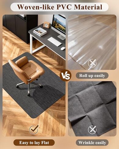 سجادة كرسي مكتب للأرضيات الصلبة، 35.4 بوصة × 47.2 بوصة، سجادة كرسي كمبيوتر مكتبية غير قابلة للانزلاق، سجادة أرضية من البولي فينيل كلوريد للكرسي المتدحرج، سجادة مكتب حامية للأرضية من الخشب/البلاط شديدة التحمل للمكتب المنزلي، أسود in Kuwait