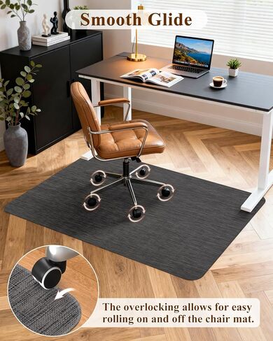 سجادة كرسي مكتب للأرضيات الصلبة، 35.4 بوصة × 47.2 بوصة، سجادة كرسي كمبيوتر مكتبية غير قابلة للانزلاق، سجادة أرضية من البولي فينيل كلوريد للكرسي المتدحرج، سجادة مكتب حامية للأرضية من الخشب/البلاط شديدة التحمل للمكتب المنزلي، أسود in Kuwait