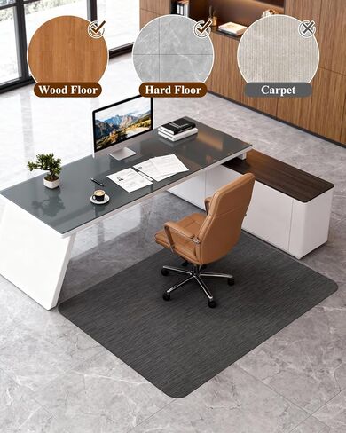 سجادة كرسي مكتب للأرضيات الصلبة، 35.4 بوصة × 47.2 بوصة، سجادة كرسي كمبيوتر مكتبية غير قابلة للانزلاق، سجادة أرضية من البولي فينيل كلوريد للكرسي المتدحرج، سجادة مكتب حامية للأرضية من الخشب/البلاط شديدة التحمل للمكتب المنزلي، أسود in Kuwait
