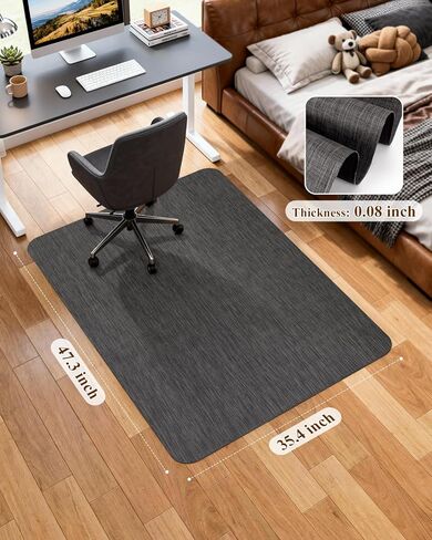 سجادة كرسي مكتب للأرضيات الصلبة، 35.4 بوصة × 47.2 بوصة، سجادة كرسي كمبيوتر مكتبية غير قابلة للانزلاق، سجادة أرضية من البولي فينيل كلوريد للكرسي المتدحرج، سجادة مكتب حامية للأرضية من الخشب/البلاط شديدة التحمل للمكتب المنزلي، أسود in Kuwait