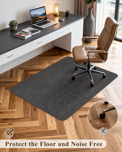 سجادة كرسي مكتب للأرضيات الصلبة، 35.4 بوصة × 47.2 بوصة، سجادة كرسي كمبيوتر مكتبية غير قابلة للانزلاق، سجادة أرضية من البولي فينيل كلوريد للكرسي المتدحرج، سجادة مكتب حامية للأرضية من الخشب/البلاط شديدة التحمل للمكتب المنزلي، أسود in Kuwait