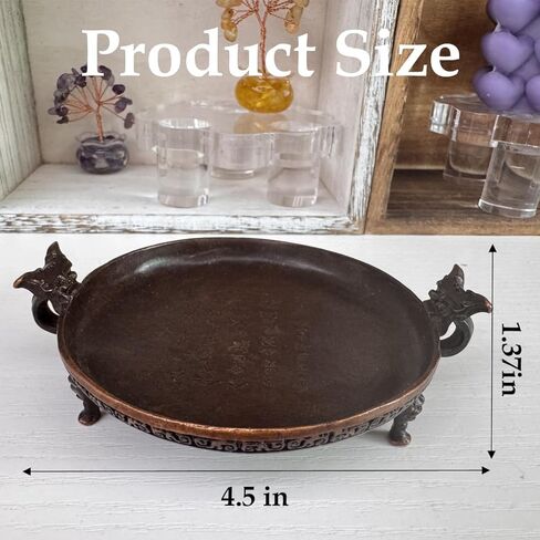 صواني قدم Taotie من النحاس العتيق، حامل أطباق بقاعدة شمعة صغيرة عتيقة للمجوهرات، مثالي للخواتم، ورافعات العرض للحلي والأعمال الفنية الصغيرة in Kuwait