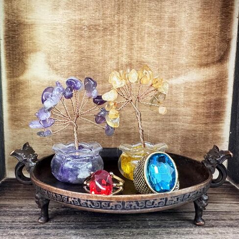 صواني قدم Taotie من النحاس العتيق، حامل أطباق بقاعدة شمعة صغيرة عتيقة للمجوهرات، مثالي للخواتم، ورافعات العرض للحلي والأعمال الفنية الصغيرة in Kuwait