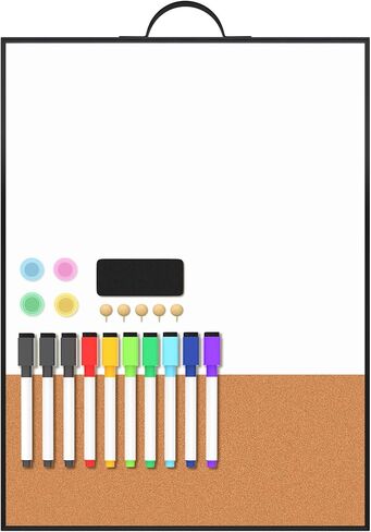 Small Dry Erase Board for Wall, 16" x 12" Double-Sided Hanging Whiteboard, Dry Erase White Board with 10 Markers, 4 Magnets and 1 Eraser, Portable Whiteboard for Home, Office, School in Saudi Arabia