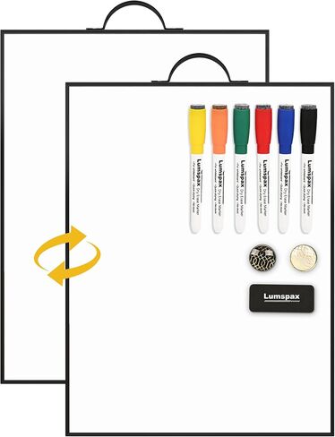 Small Dry Erase Board for Wall, 16" x 12" Double-Sided Hanging Whiteboard, Dry Erase White Board with 10 Markers, 4 Magnets and 1 Eraser, Portable Whiteboard for Home, Office, School in Saudi Arabia