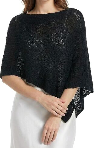 Summer Sheer Ponchos for Women Lightweight Knit Popcorn Shrug Sweater Cape Pullover in Saudi Arabia