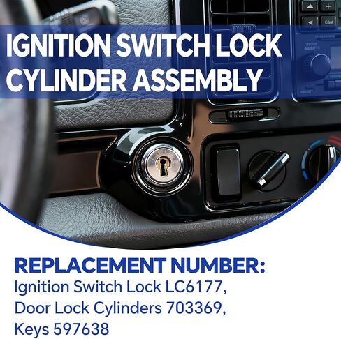 LC6177 Ignition Switch with Keys and Door Lock Cylinders Compatible with 1997-2020 E-150/E-250/E-350/Econoline Van Replace 703369 597638 in Saudi Arabia