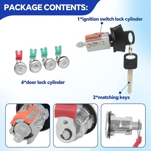 LC6177 Ignition Switch with Keys and Door Lock Cylinders Compatible with 1997-2020 E-150/E-250/E-350/Econoline Van Replace 703369 597638 in Saudi Arabia