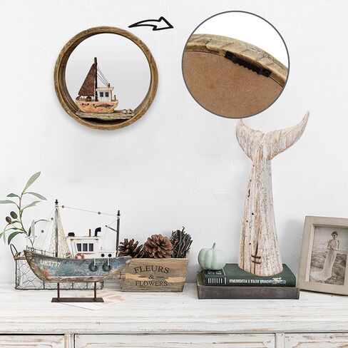 بحري الخشب الجدار الديكور شنقا دائرة مرآة المراكب الشراعية علامة خشبية الإبحار قارب ريفي ديكور المنزل المحيط جدار الفن الشاطئ تحت عنوان زخرفة للباب in Kuwait