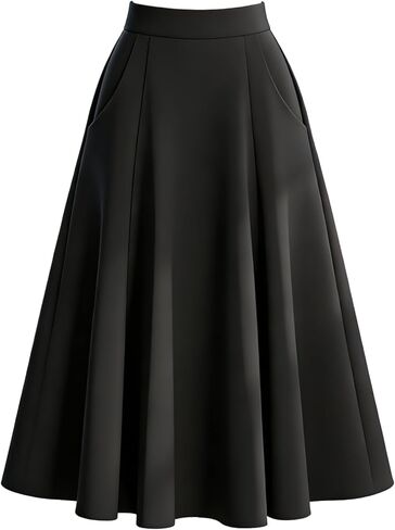 GORGLITTER Women's Long Flowy Skirt Elegant Work Business Casual High Waist Pleated A-Line Flared Maxi Skirts in Saudi Arabia
