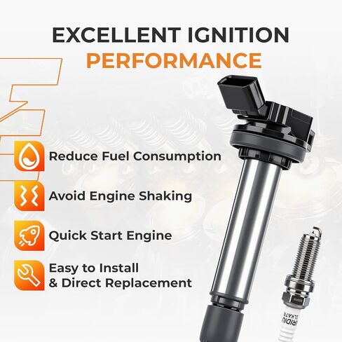 Ignition Coil Pack and Iridium Spark Plugs Kit Fit for Toyota 2009-2015 Corolla Prius Prius V/Plug-In Matrix Scion xD Lexus CT200h Pontiac Vibe 1.8L L4, Replacement for UF596 93501 4 Sets in Saudi Arabia